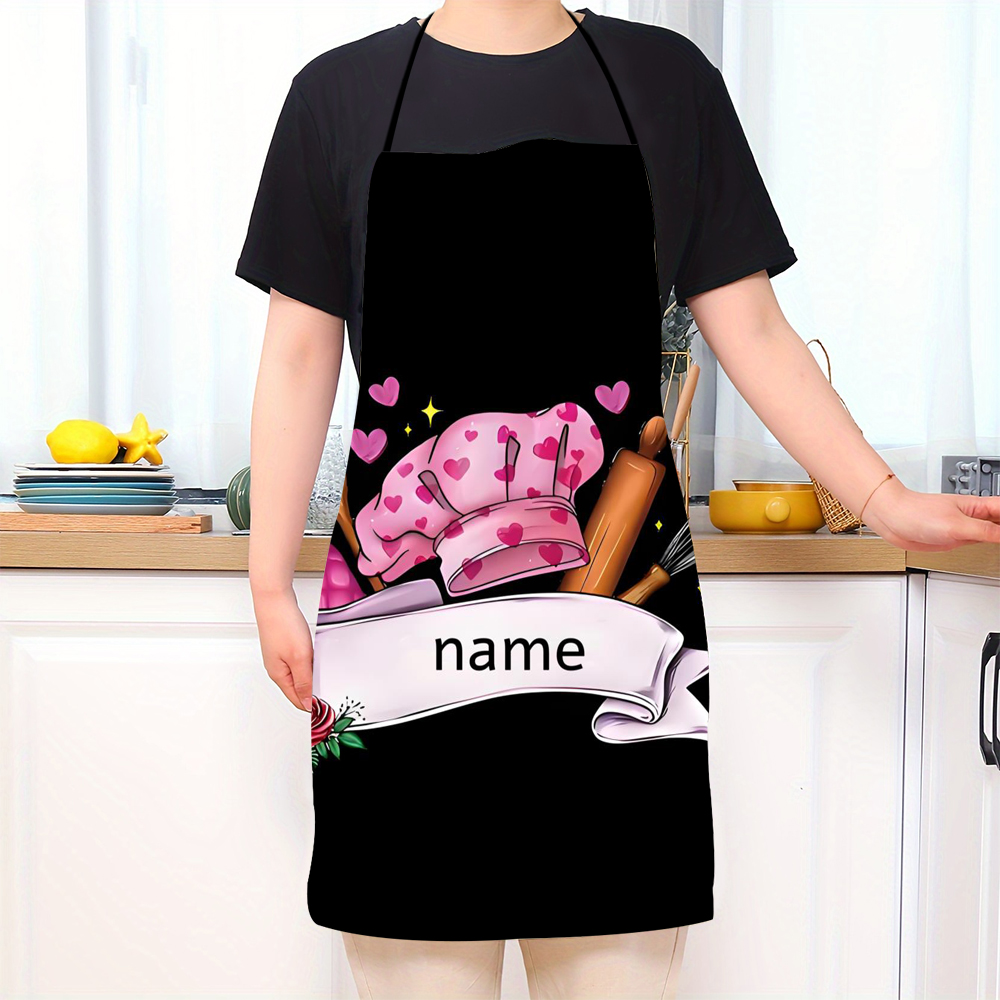 Kitchen Gadgets Name - Personalisierte Schürze mit individuellem Namenstext, rosa