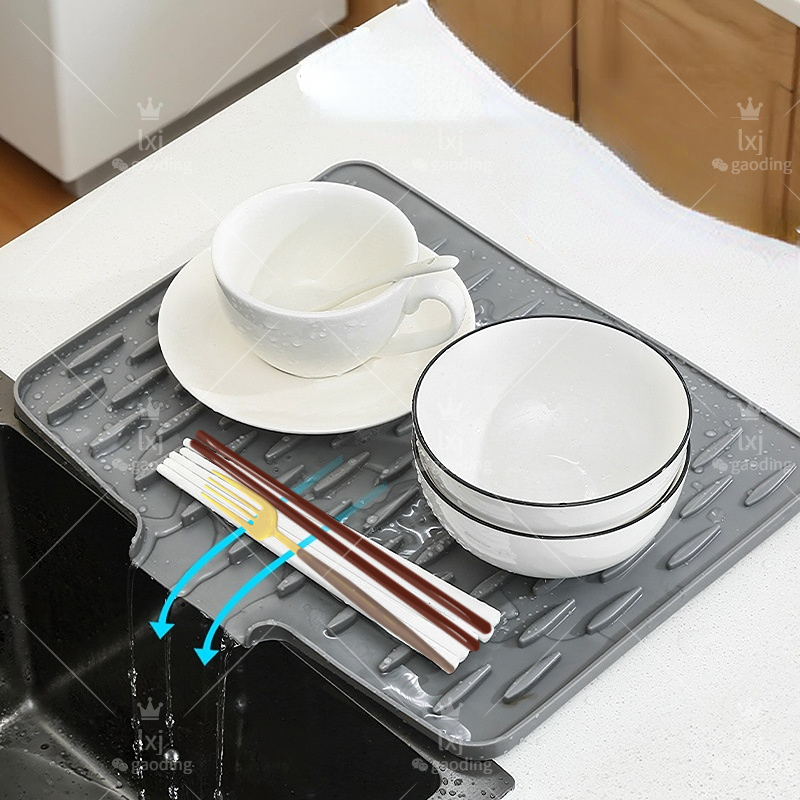 Kitchen Gadgets Of 2025 - 2025 Geschirrtrocknungsmatte, kein Verschütten, Silikon-Trocknung, Neigung,