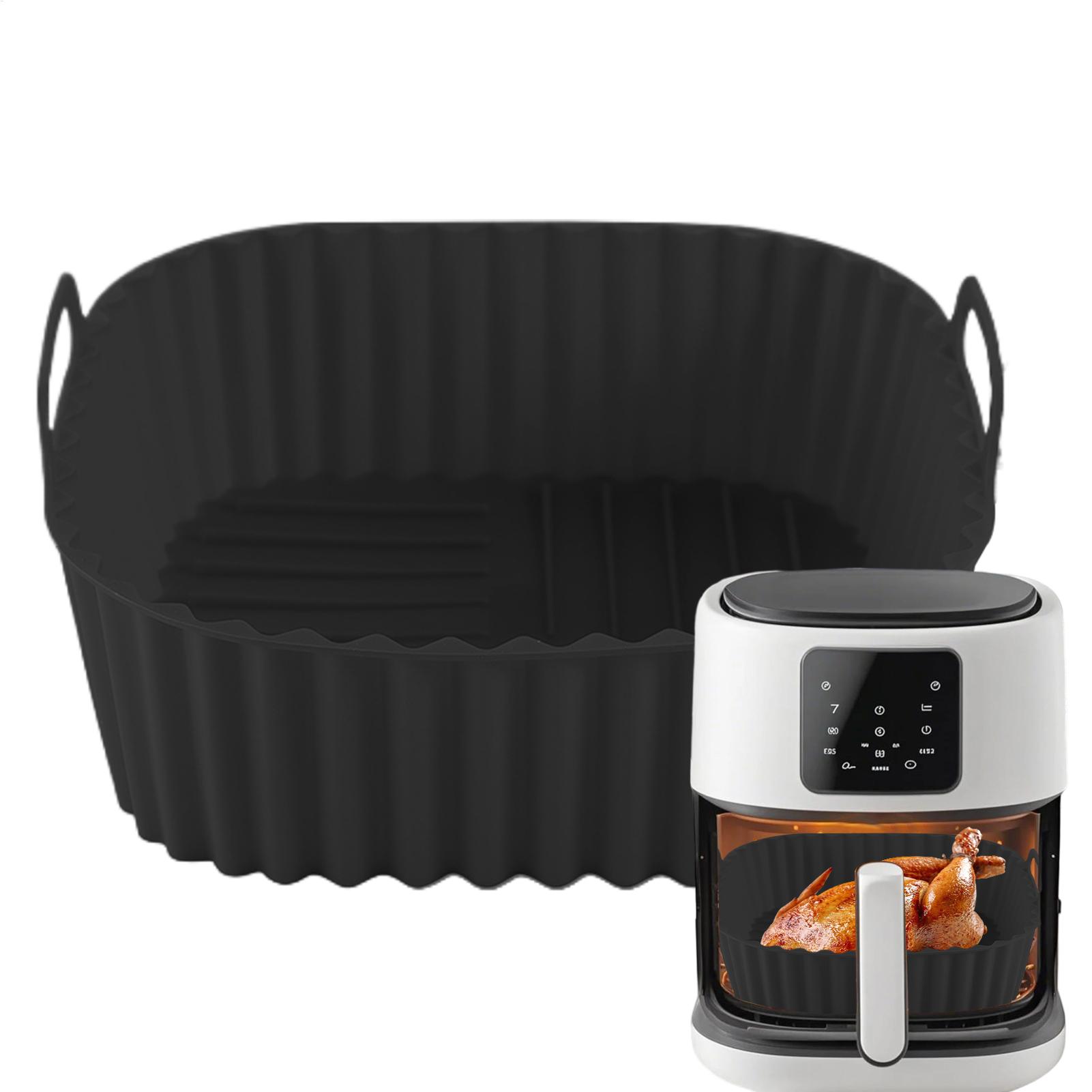Kitchen Gadgets Men - Silikon-Heißluftfritteusen-Einlagen Quadratische Airfryer-Korbplatte Kochzubehör Wiederverwendbare Antihaft-Pizzaform