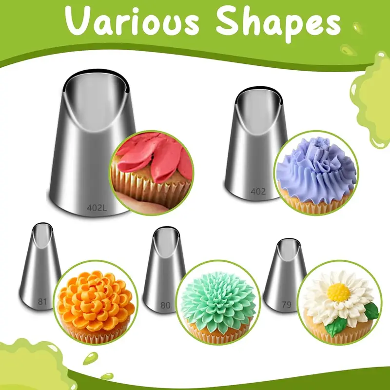 Kitchen Gadgets Deals - 5-teiliges Edelstahl-Spritzdüsen-Set, Chrysanthemen-Spritzdüsen für Küchenzubehör, Backwerkzeuge,
