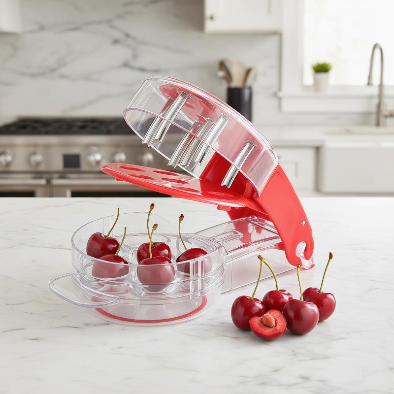 Cherry Pitter Tool - Kirschentkerner-Werkzeug mit 6 Schlitzen, schnelle Kernentfernung,