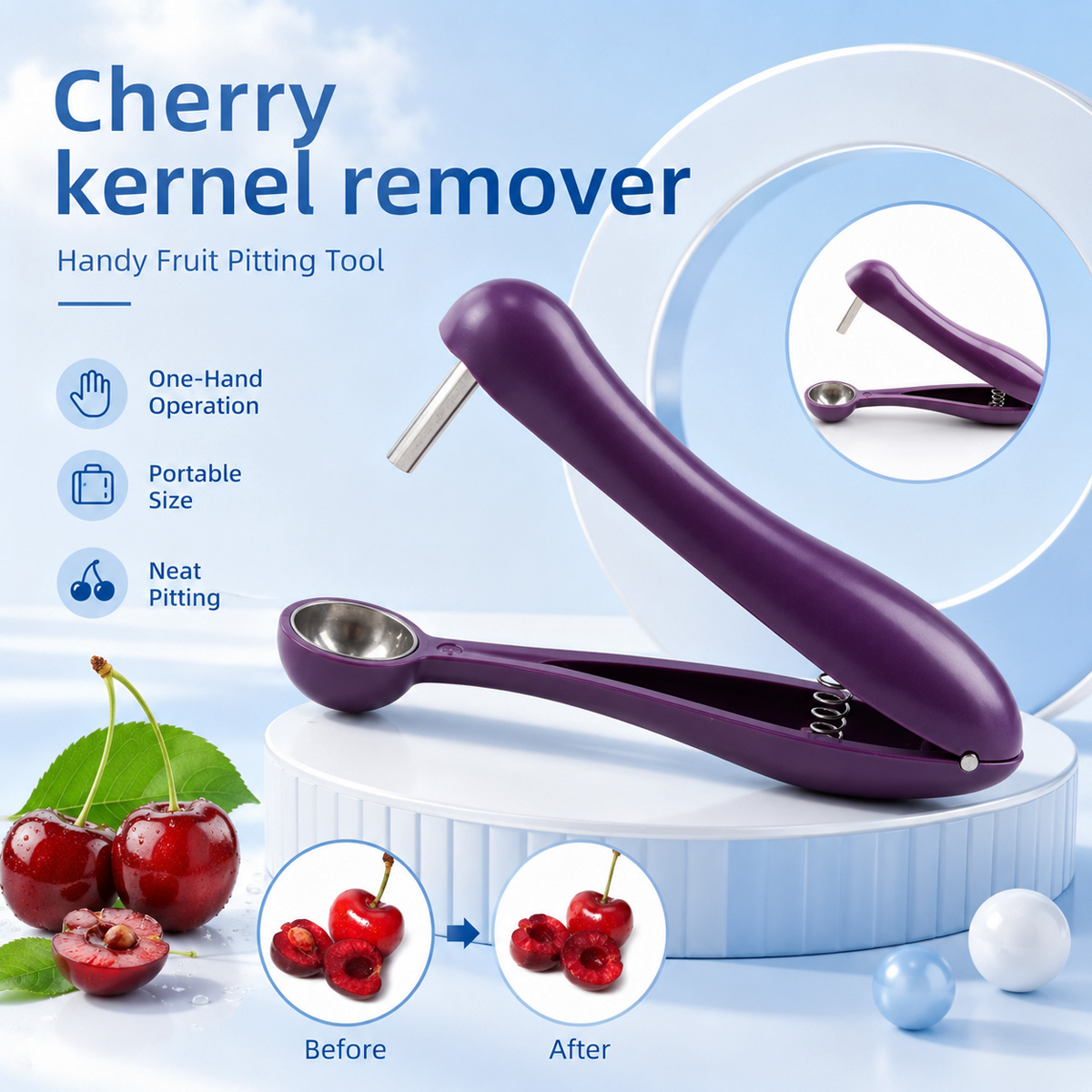 Cherry Pitter Tool - Kirschkern-Entferner Handlicher Kirsch- und Olivenentkerner Einfach