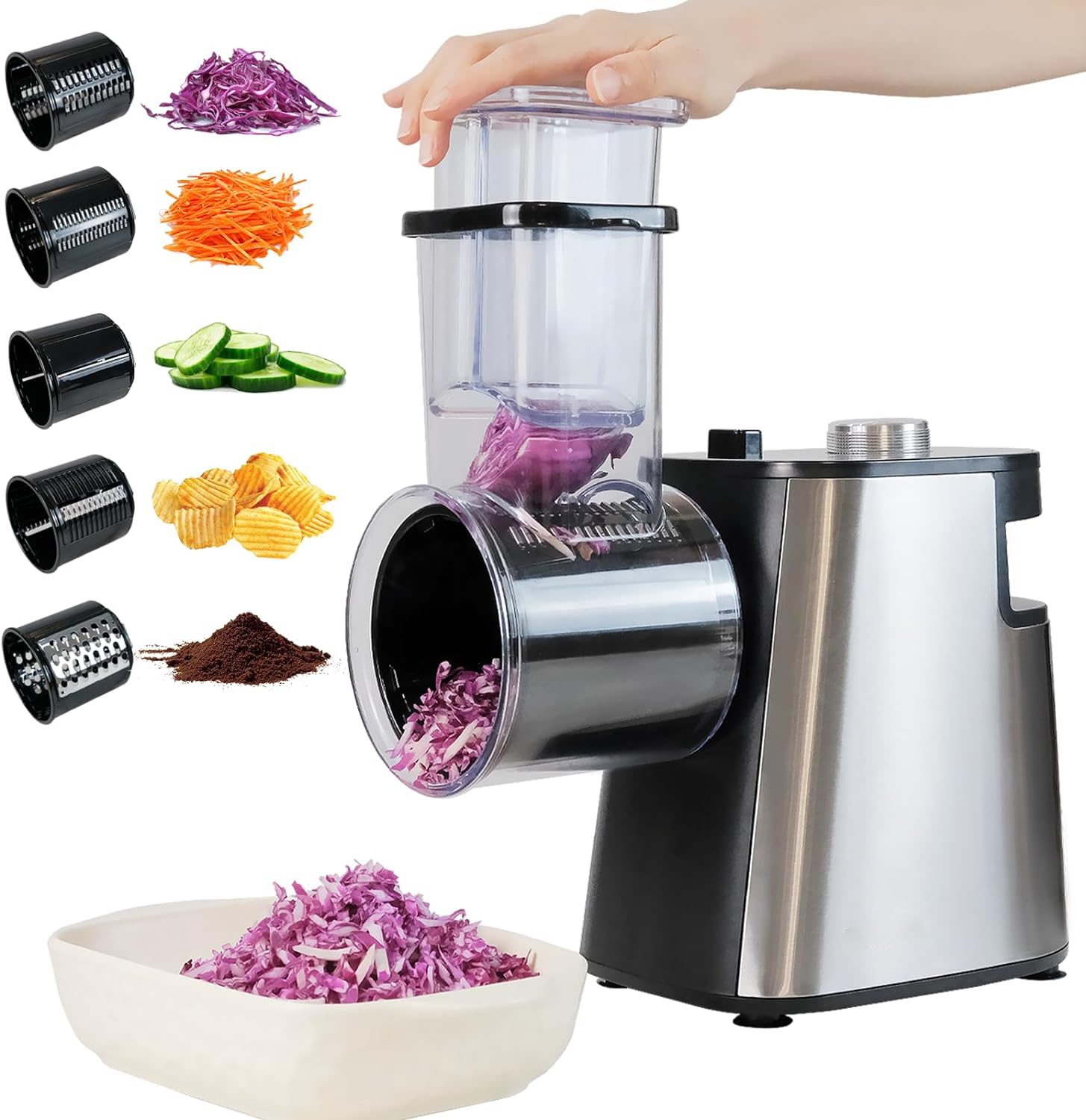 Kitchen Gadgets Electric - Lebensmittelschneider, Käsereibe, Küchenhelfer, automatischer elektrischer Gemüseschneider