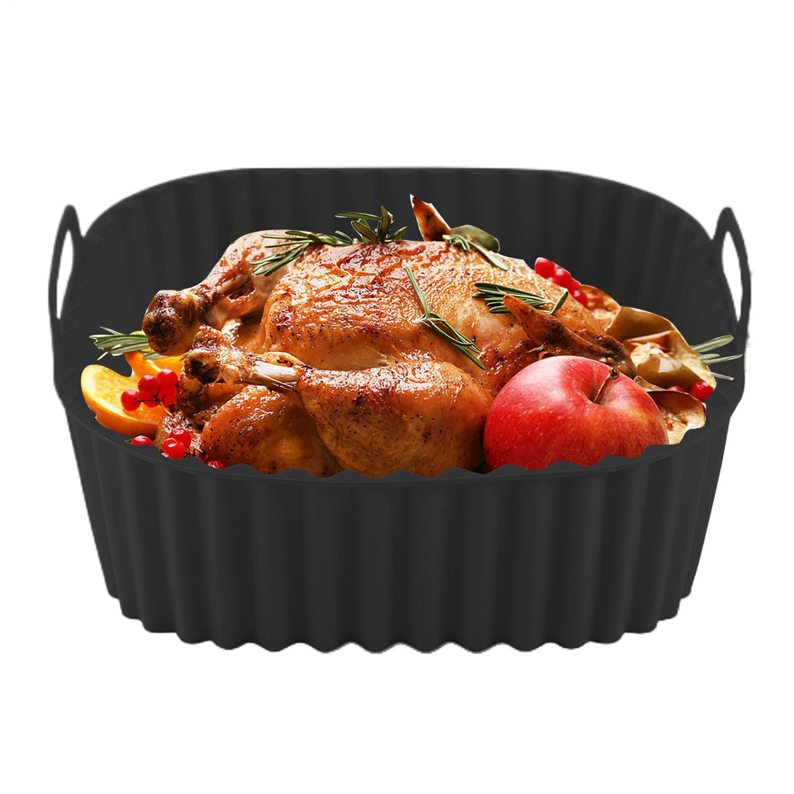 Kitchen Gadgets Men - Silikon-Heißluftfritteusen-Einlagen, quadratische Heißluftfritteusen-Korbplatte, Kochutensilien, wiederverwendbare antihaftbeschichtete