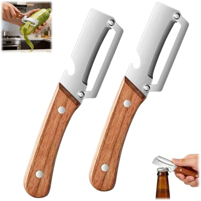 Kitchen Gadgets In - Edelstahl-Küchenschäler Gemüseschäler mit Holzgriff zum Schälen
